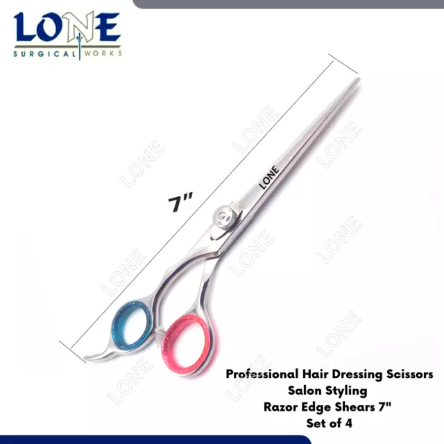 Professional Hair Dressing Scissors Salon Styling Razor Edge Shears 7" Set of 4