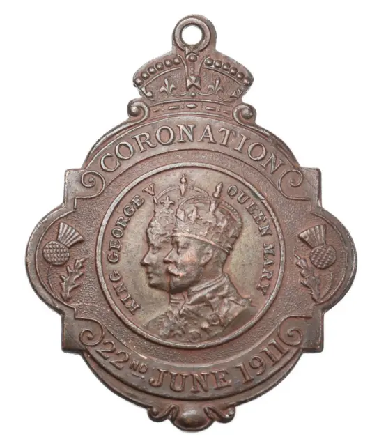 Antique King George V 1911 Coronation City Glasgow Commemorative Souvenir Medal