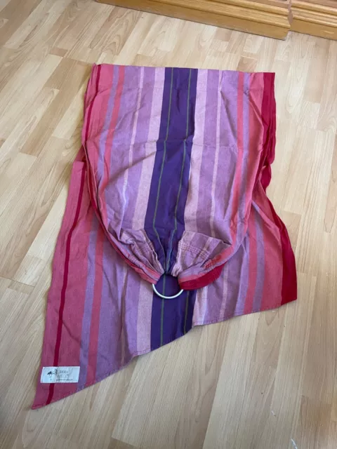 Hüfttragetuch, Ring Sling von Storchenwiege in Rosa/Lila gestreift, Baumwolle 2