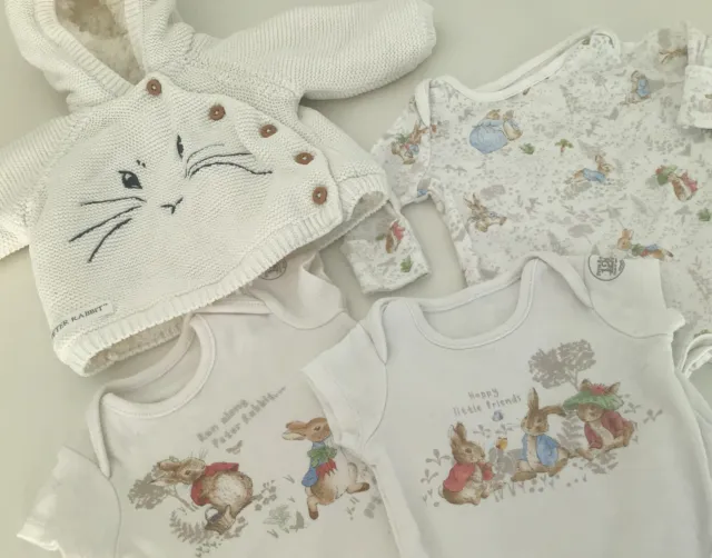 Newborn Gorgeous Peter Rabbit Baby Clothes Sleepsuit Jacket Vests Bundle - Cream