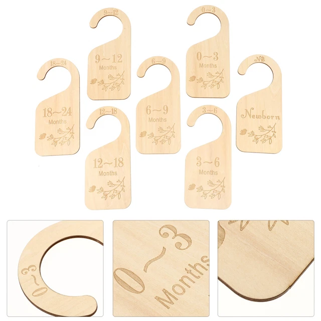7 piezas organizador de armario unisex para bebé divisor de madera para bebés niñas etiqueta de ropa