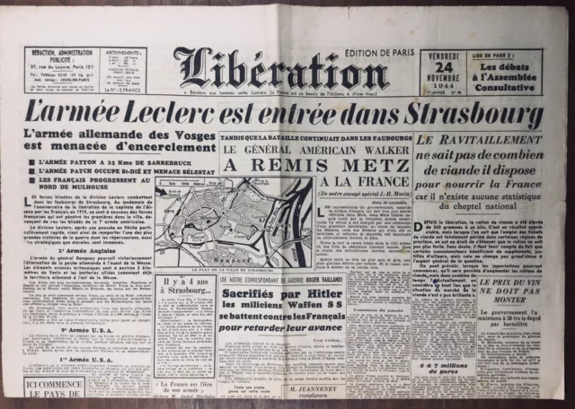 Strasbourg Metz Libérée 1944 Vosges Général Leclerc Alsace Mulhouse Vailland