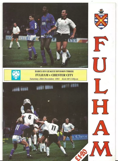 Football Programme>FULHAM v CHESTER CITY Dec 1991