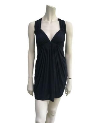 DKNY Abito Tunica Nera Micropleat a pieghe LBD UK 14 US 10 BNWT Nuovo elemento 245 