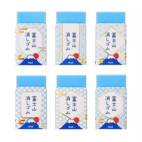 Plus Airin Mt. Fuji Eraser Rubber Blue Fuji All 6 pattern sets