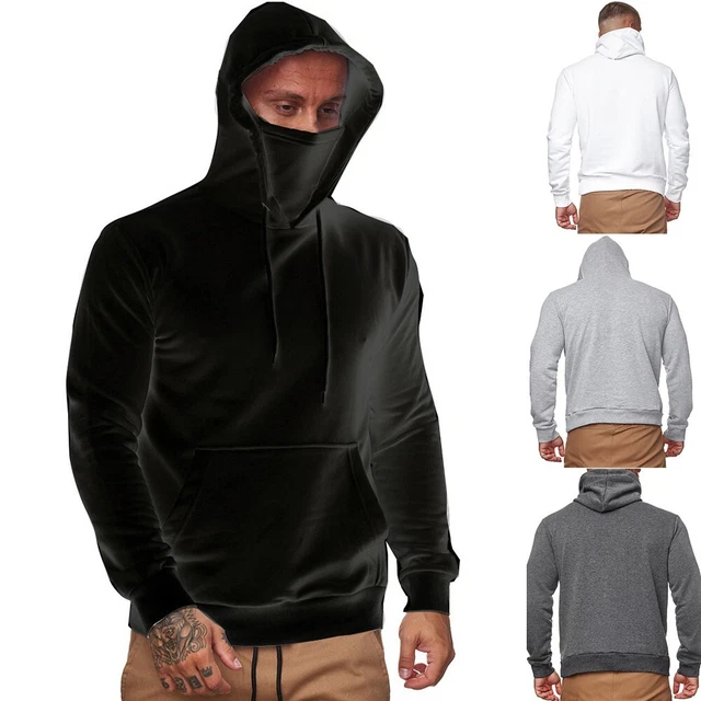 Uomo Felpa con Cappuccio Casual Solido Tasca Slim Fit Maglione Pullover Maglia