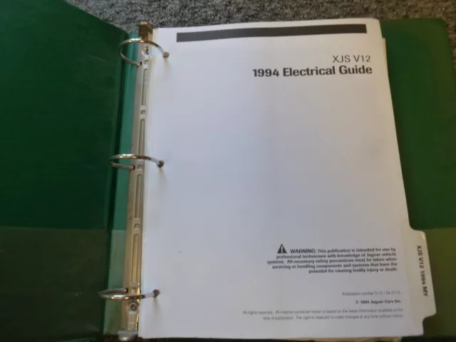 1994 Jaguar XJS XJ-S V12 Coupe Convertible Electrical Wiring Diagram Manual