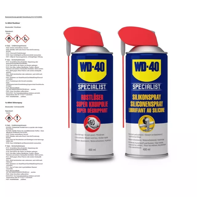 WD-40 SPECIALIST 1x 400 ml SILIKONSPRAY + 1x 400 ml ROSTLÖSER FAHRRAD