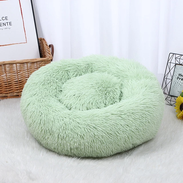 NEW Donut Plush Pet Dog Cat Bed Fluffy Soft Warm Calm Bed Sleeping Kennel Nest 2
