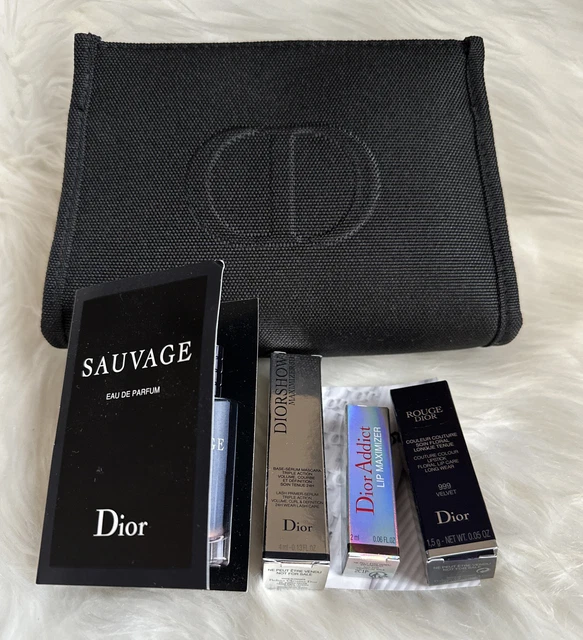 DIOR Makeup Bag Pouch CD Logo Black Cosmetic canvas With Mini Makeup Set