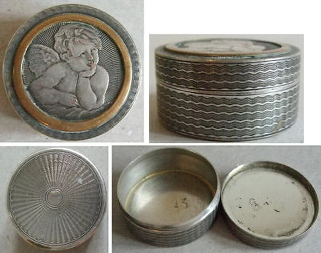 Dose Metall "Raphael  ENGEL auf Wolke" antik,antique Victorian CHERUB,ANGEL BOX