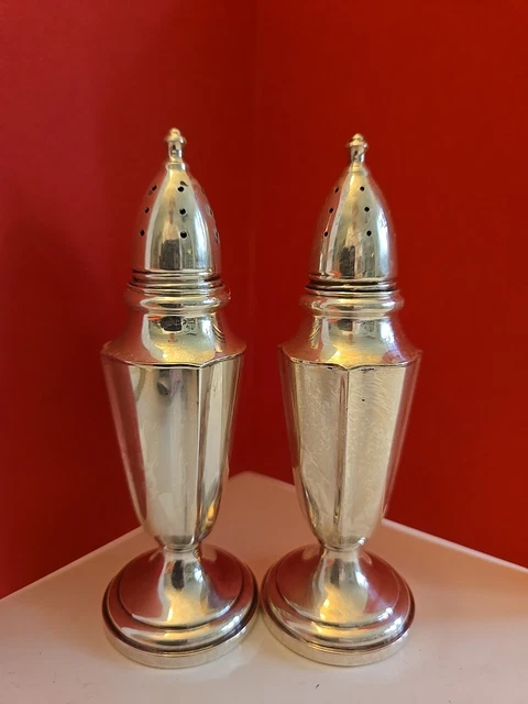 VINTAGE FISHER STERLING Silver Salt Pepper Shakers 1950s MCM Set