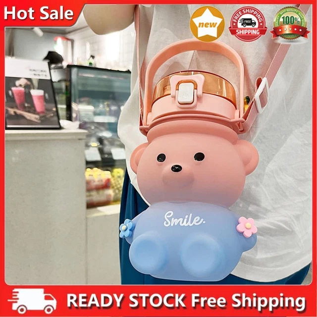 Merrwon Kawaii B? Bottiglia di cannuccia, bottiglia d'acqua portatile 1100 ml a forma di taglia grande m