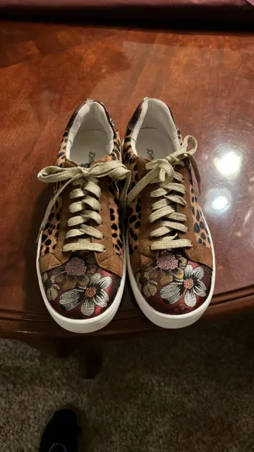 Johnny Was "Olivia" Leopard/Floral Embroidered Sneakers Size 7