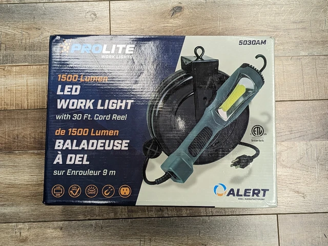 Pro-Lite 5030AM 1500 Lumen Retractable COB LED Cord Reel, 1, Gray