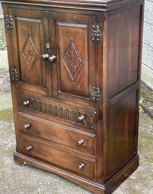 Superb   Carved Oak Arts And Craft  Tallboy Cabinet/Storage 2 Available 2