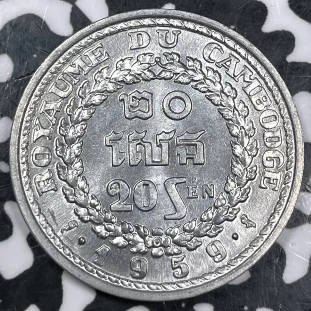 1959 Cambodia 20 Sen (10 Available) High Grade! Beautiful! (1 Coin Only)