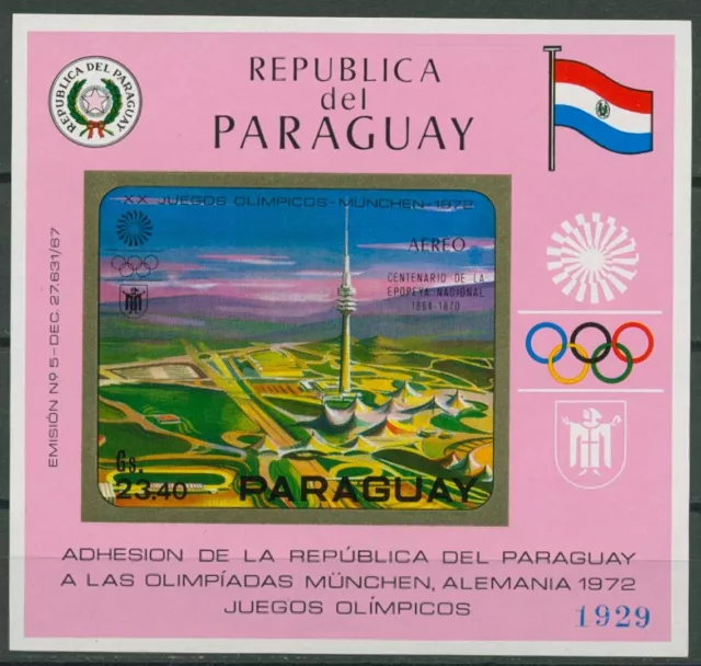 Paraguay 1970 München - Olympiagelände Block 142 postfrisch (C80470)