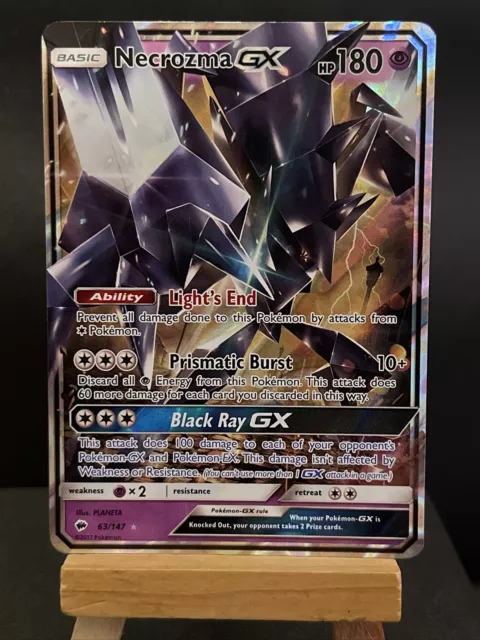 Pokémon Karte Necrozma GX 63/147 brennende Schatten leichtes Spiel