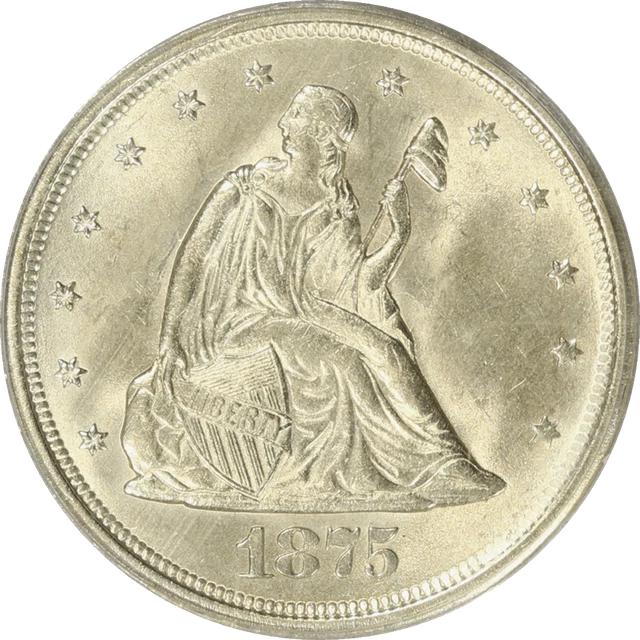 1875-S Seated Liberty Twenty Cent Piece 20c, PCGS  MS 64  - Nice White Coin