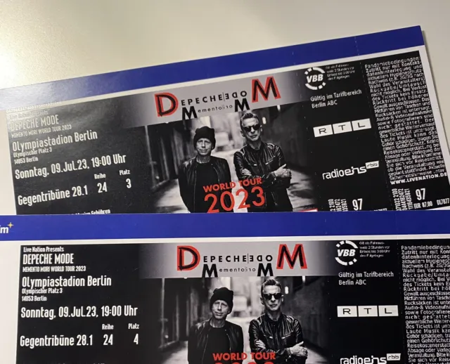 Depeche Mode Tickets 9.7.2023 Berlin 2023 2 x Sitzplatz