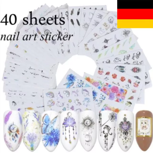 Wassertransfer Nail Art Sticker Nagel Fingernägel Tattoo Aufkleber Fußnägel Set