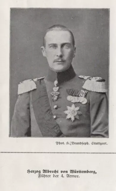 Herzog Albrecht De Wurtemberg Portrait Historique Bilddokument À 1914 WW1