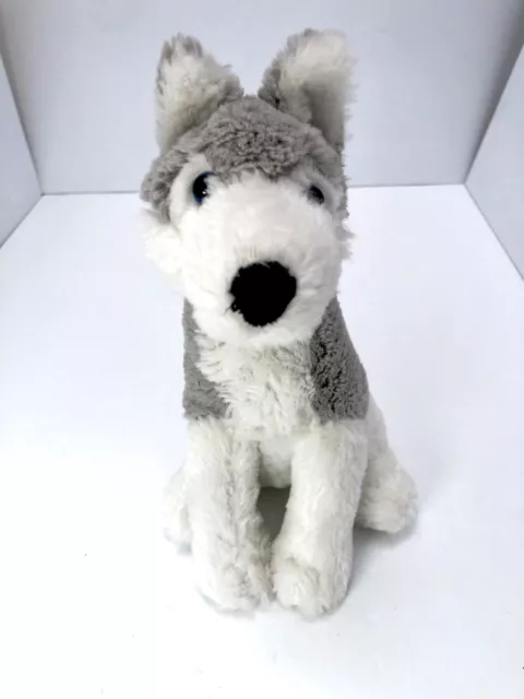 B.J. Toy company Husky Dog 9” Seated Plush Stuffed Animal Blue Eyes