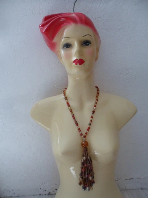 Collier De Perles Vintage - Perles Jaunes/marron Irisées - Bijou Ancien - Parfait état