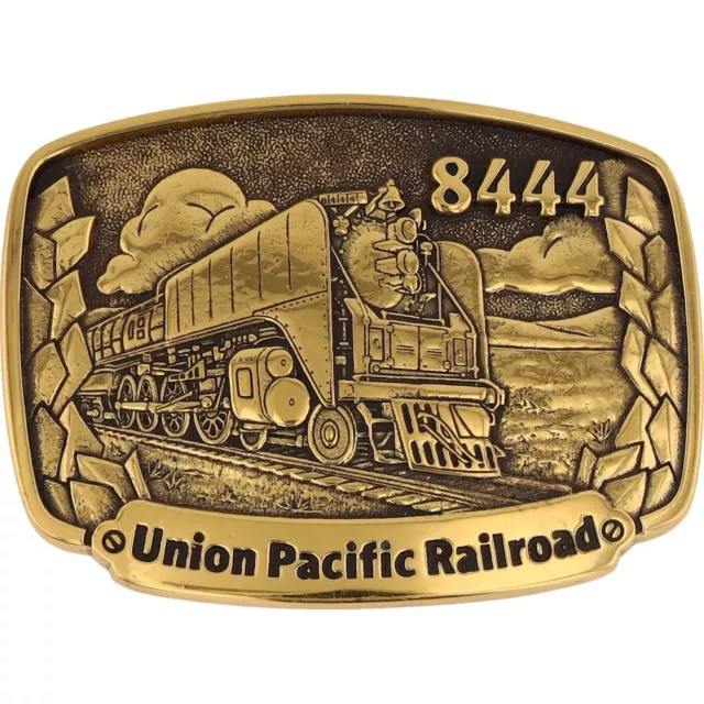 New Brass Union Pacific Railroad Locomotive 8444 UPR Train NOS Vtg Belt Buckle