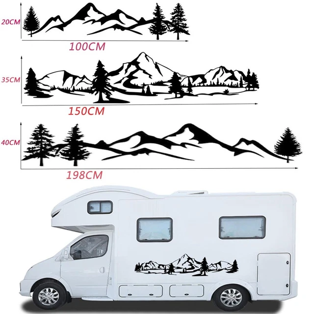 Montagne Autocollant Capot Voiture Vinyle – Décalque Tout-Terrain SUV 4x4, Gauche 100x20 Cm, Style Off-Road Épique