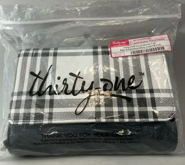 THIRTY ONE 31 Inspired Crossbody Purse Buffalo Check Pebble NEW