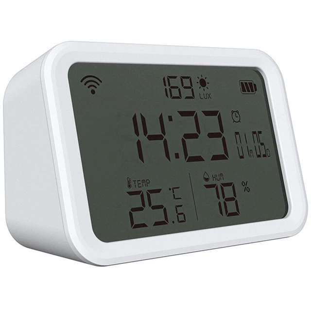 Zigbee Termometro igrometro intelligente, 4 pezzi, sensore di temperatura e umidità, funzione di collegamento intelligente fai da te, controllo app con display LCD digitale, misuratore di temperatura