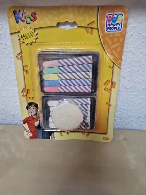 3832 Happy People, Tafelkreide, 10 Stangen, 9 cm, mit Schwamm, Malkreide