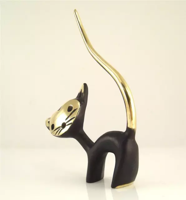 Walter BOSSE Vienna Large 5" Standing CAT Patinated Brass 125mm Bronze Austria 2