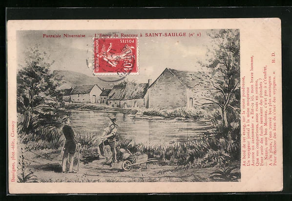 CPA Saint-Saulge, Fantasie Nivernaise, l´Etang de Ranceau 1908