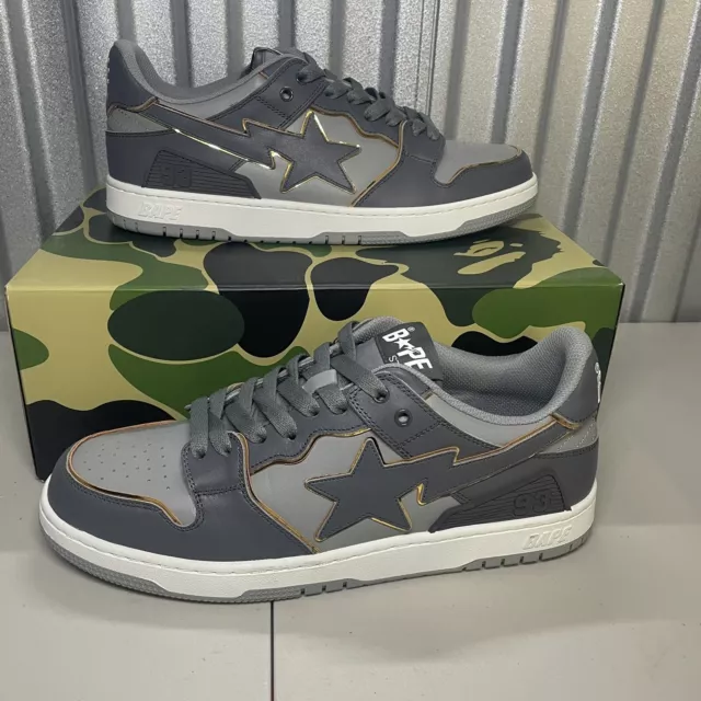 A Bathing Ape Bape Sk8 Sta Grey Gold Size 12 Men’s Shoes