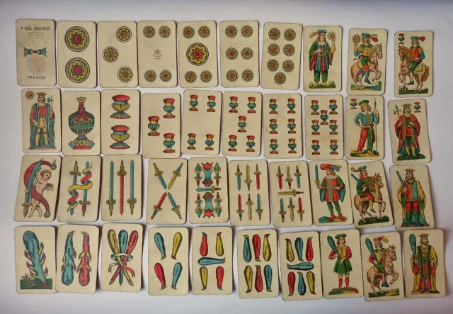 DAL NEGRO TREVISO 1943 vecchio mazzo carte da gioco BRISCOLA REGNO D'ITALIA 1