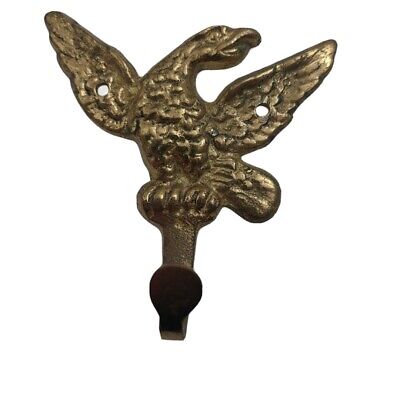 Antique Brass Eagle Hook Hanger Spread Winged Figural Architectural Hardware 3"