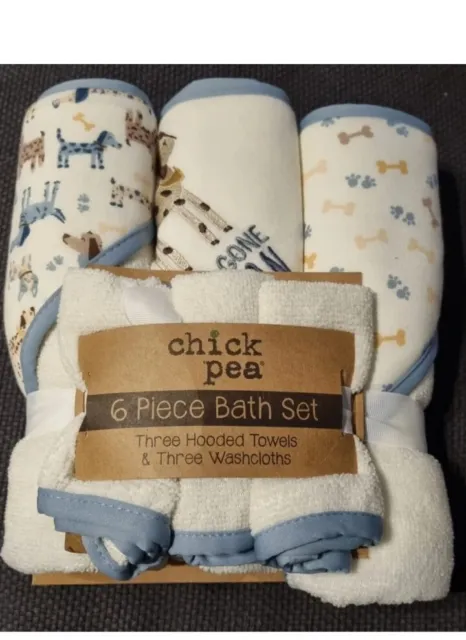 6 Pcs Baby Bath Towel Set Cute Dog Hooded Towel Washcloths Baby Gifts