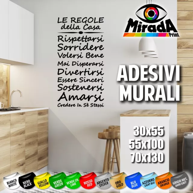 Adesivi Stickers Murali Wall Muro Parete Decorazioni Arredo Regole Casa Amore 2