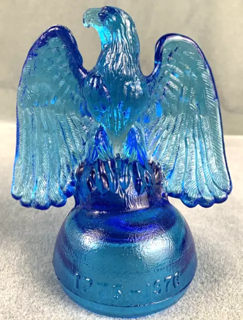 Vintage Kanawha Cobalt Blue Eagle Candle Holder 1776-1976 Handcrafted Art Glass