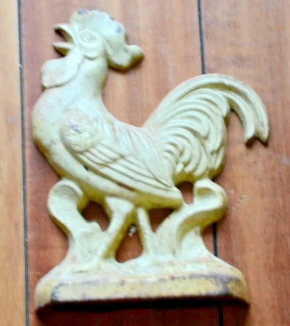 Vintage Cast Iron Door Stop Rooster Chicken Painted Farm Rustic