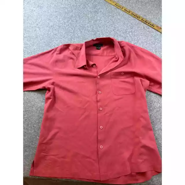 Men’s TOSCANO 100% Silk, Short Sleeve Button Up Shirt Fuchsia