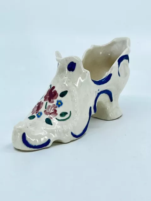 VTG Ceramic Porcelain White Victorian Boot/Shoe Decorative Vase Planter 2.5"H