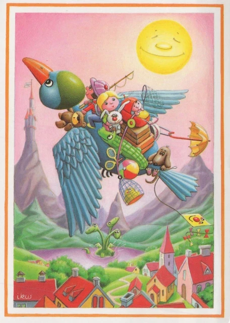 Carte Postale Vintage, Illustrateur Humour Pin-up, Thème Pêche à La Ligne, Bon état