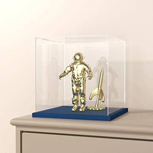 CRMPro Acrylic Display Case with Navy Blue Velvet Base 6 Inch x 7 Inch Simple...