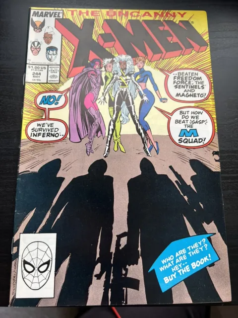 Uncanny X-Men #244 1989 Marvel Comics Wolverine Key 1st appearance of Jubilee!
