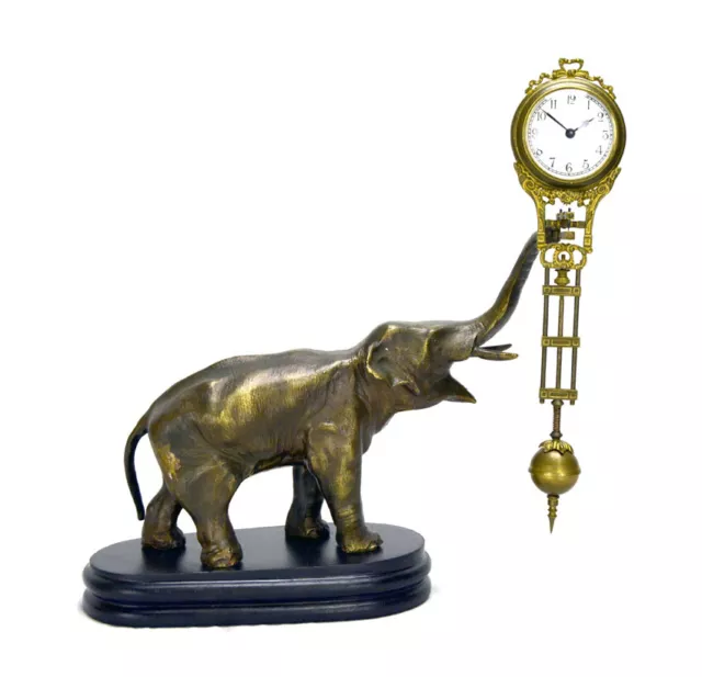 German Style Brass Elephant Figure 8 Day Swinging Swinger Clock - TOP QUALITY
