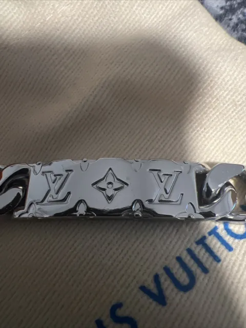 LOUIS VUITTON MEN'S Monogram Palladium Chain Bracelet M62486